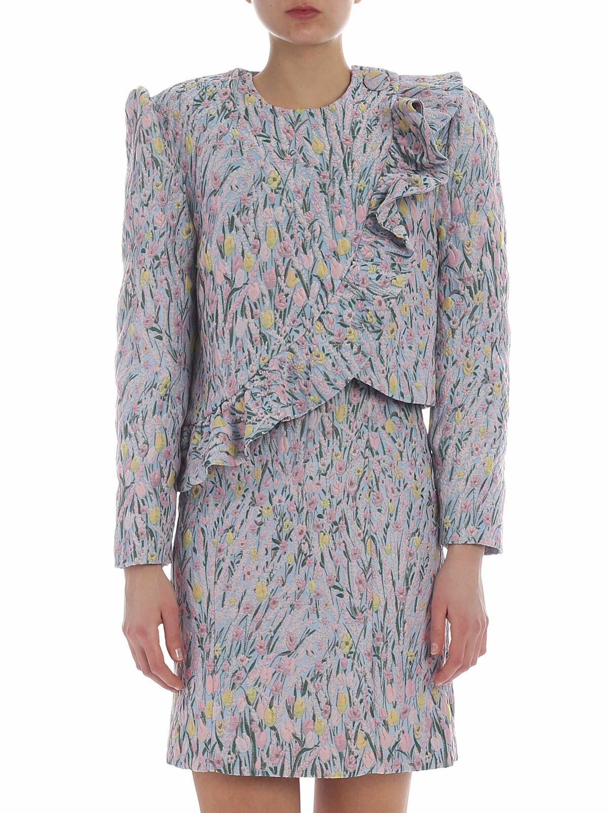 Erba embroidered jacket with pastel flowers