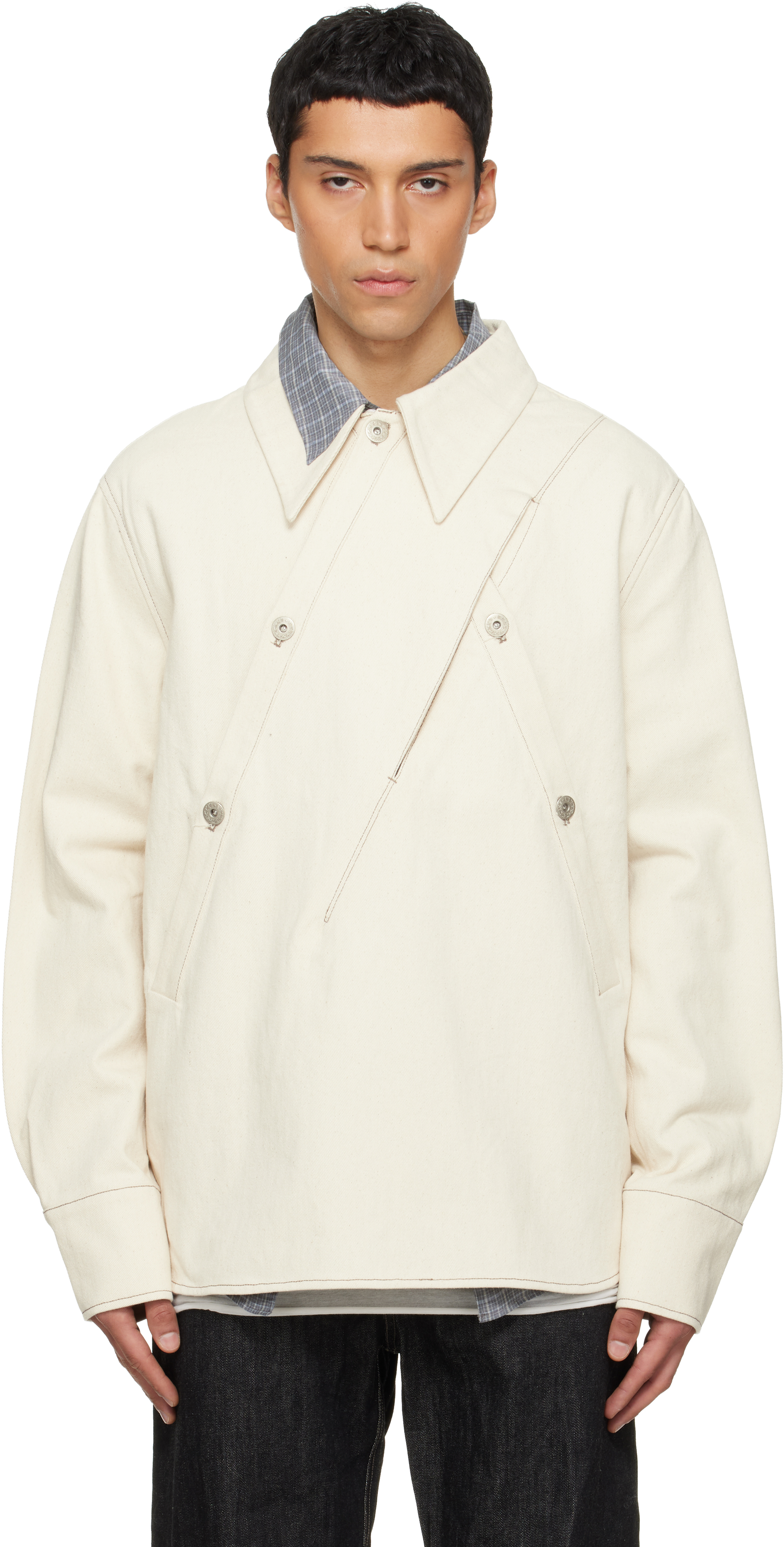 Beige Overall Selvedge Denim Shirt