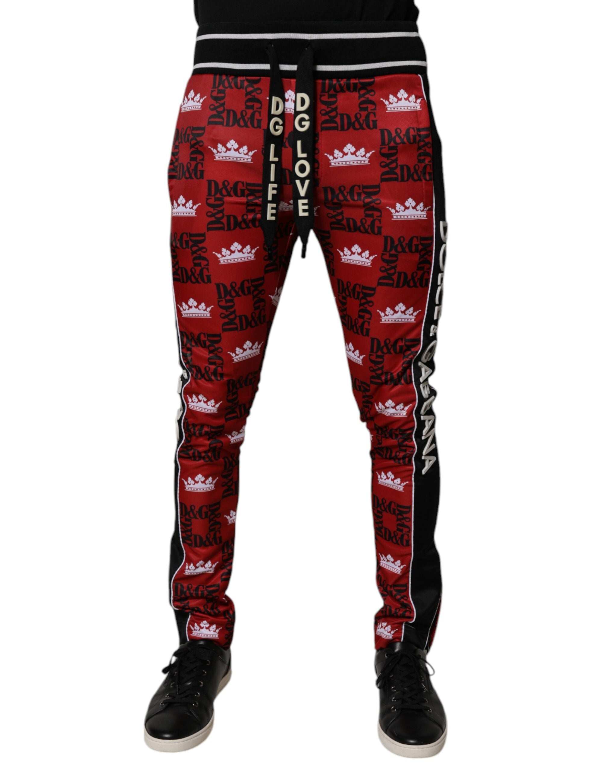 Logo-Monogram Print Joggers — Red
