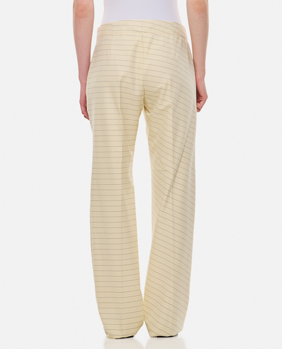 Diagonal-stripe straight-leg trousers - Neutrals