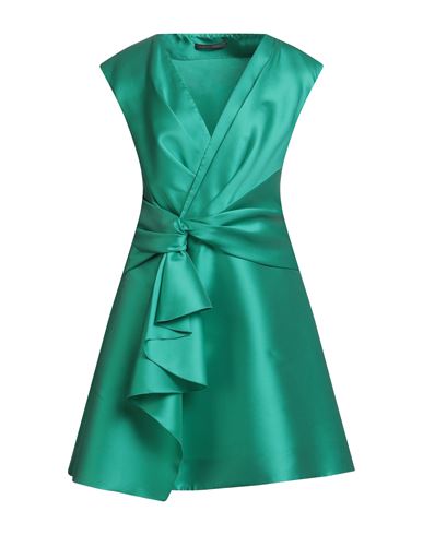 Woman Mini dress Green Size 8 Polyester, Silk