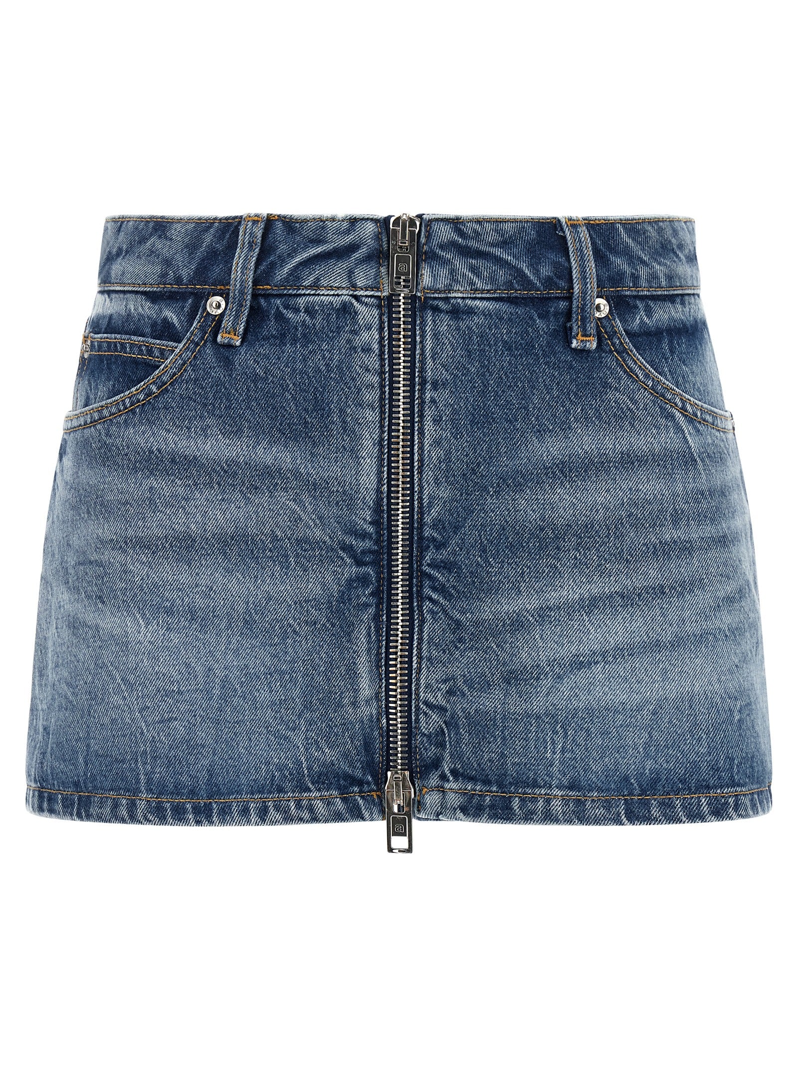 Denim Zip-Front Bermuda Shorts — Blue