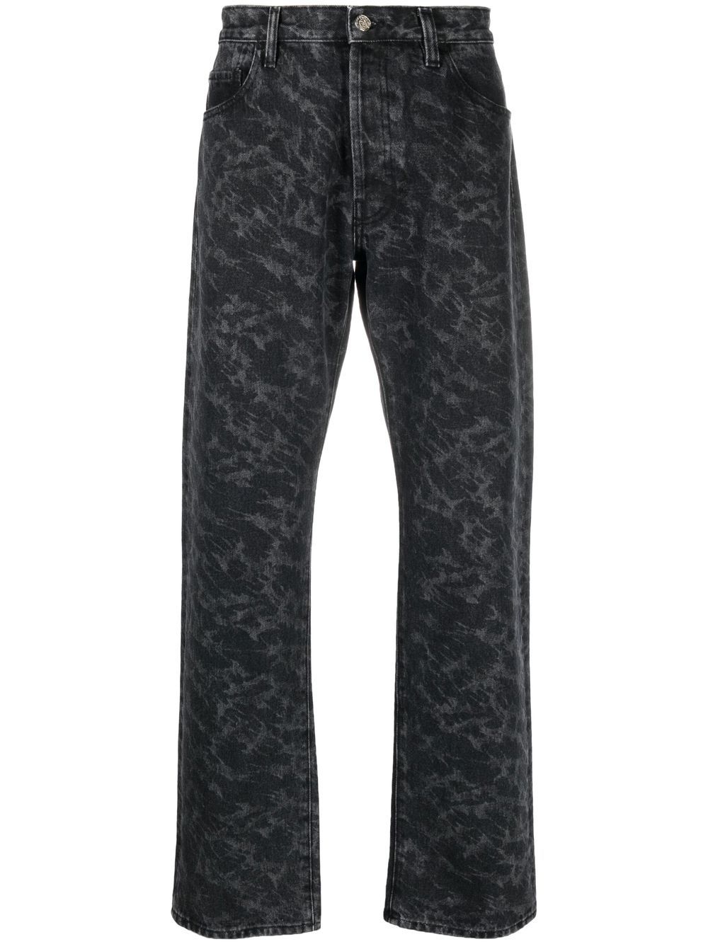 Lilly abstract-print straight-leg jeans - Black