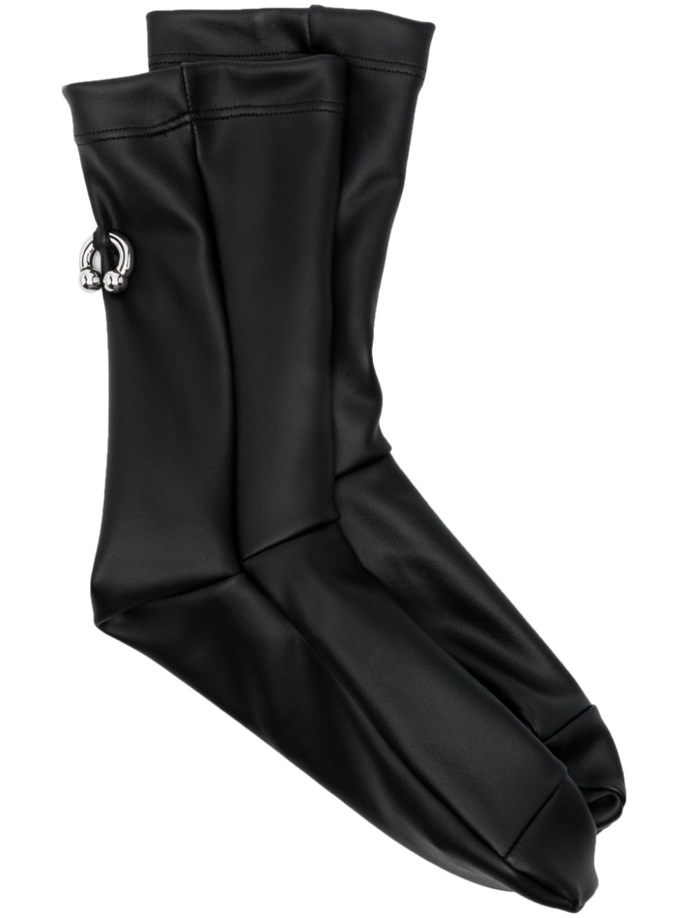 Pierced faux-leather socks - Black