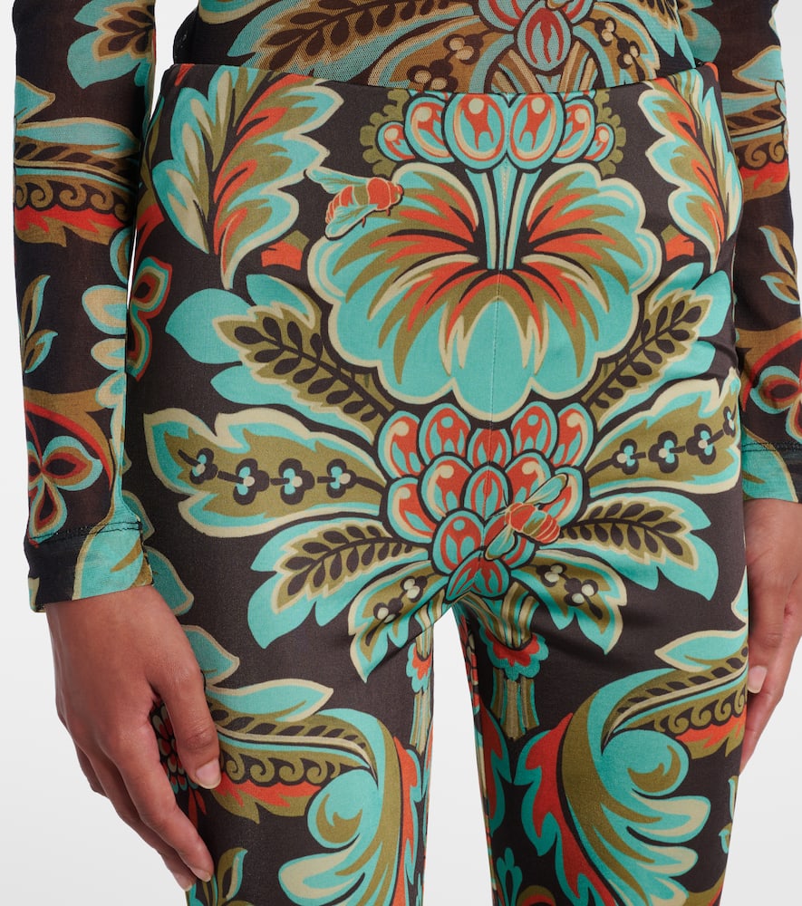 Printed crêpe jersey flared pants