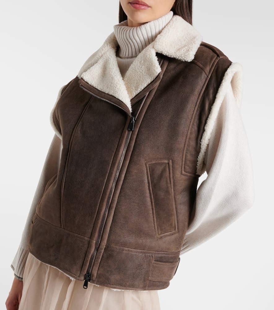 Shearling-lined leather vest