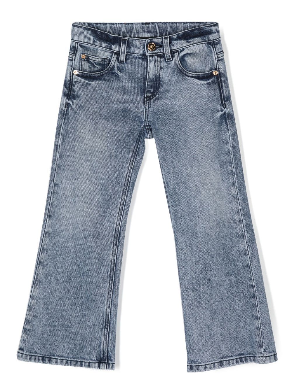 Logo-patch straight-leg jeans - Blue