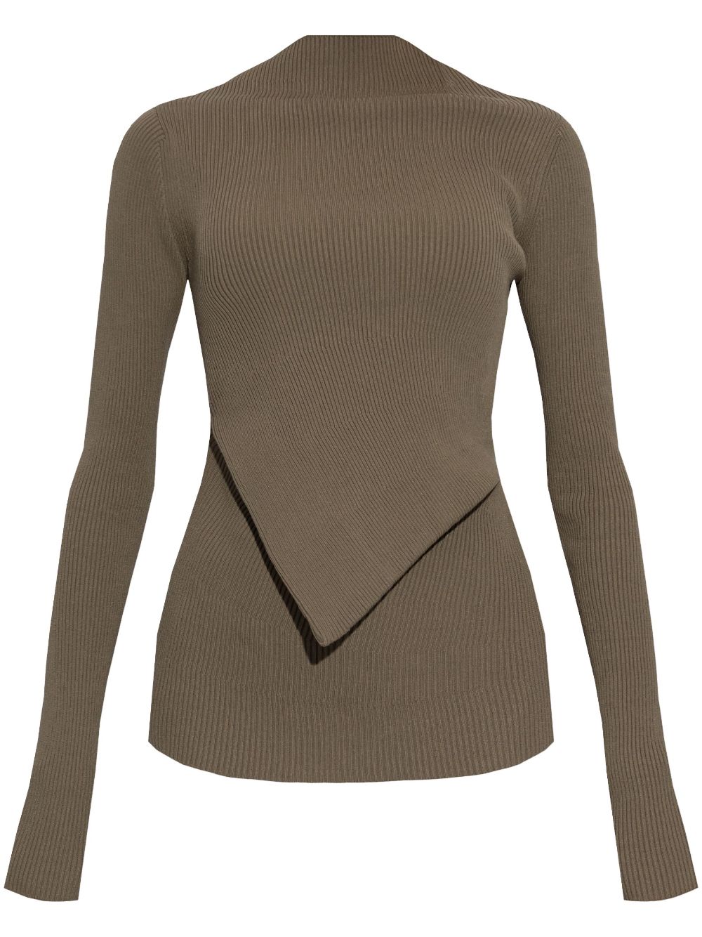 Ribbed-knit top - Brown