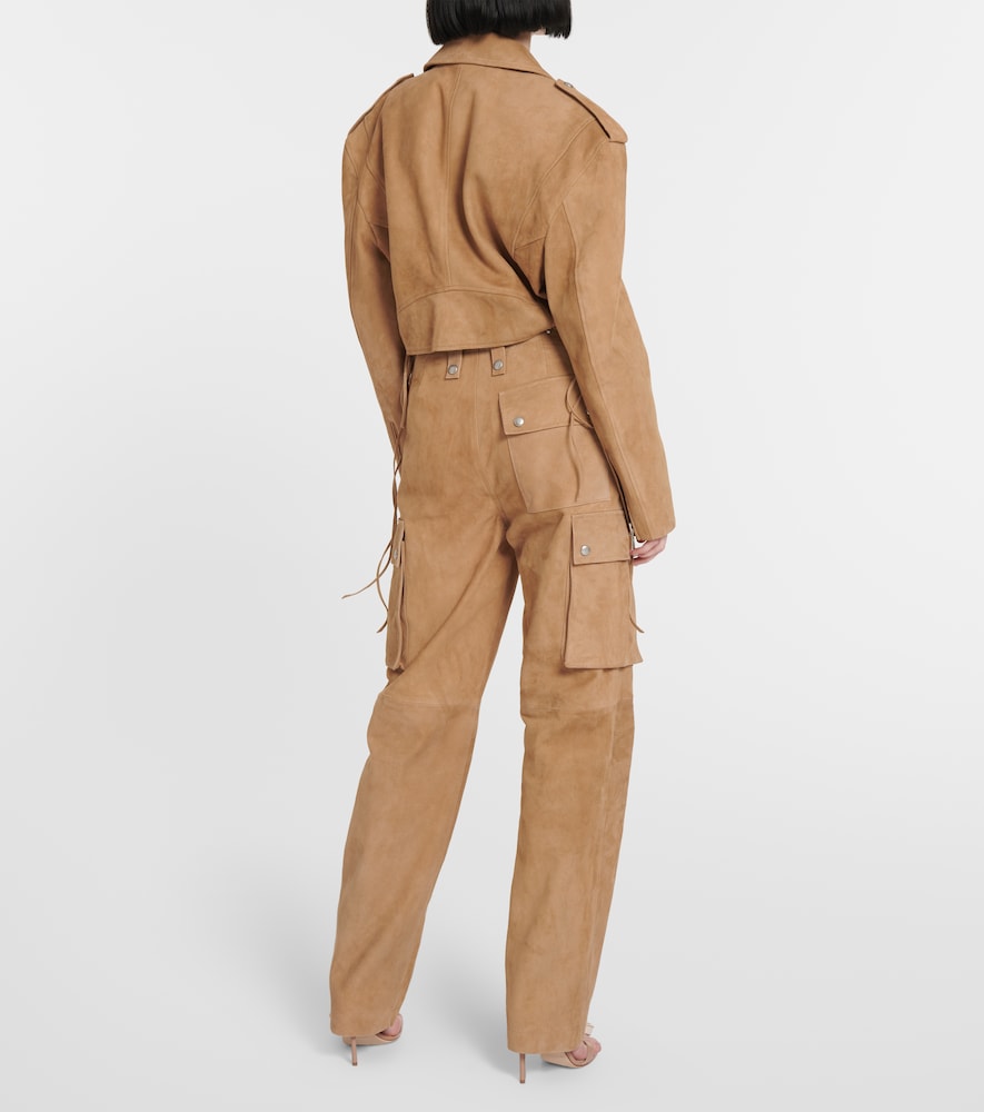 Suede cargo pants