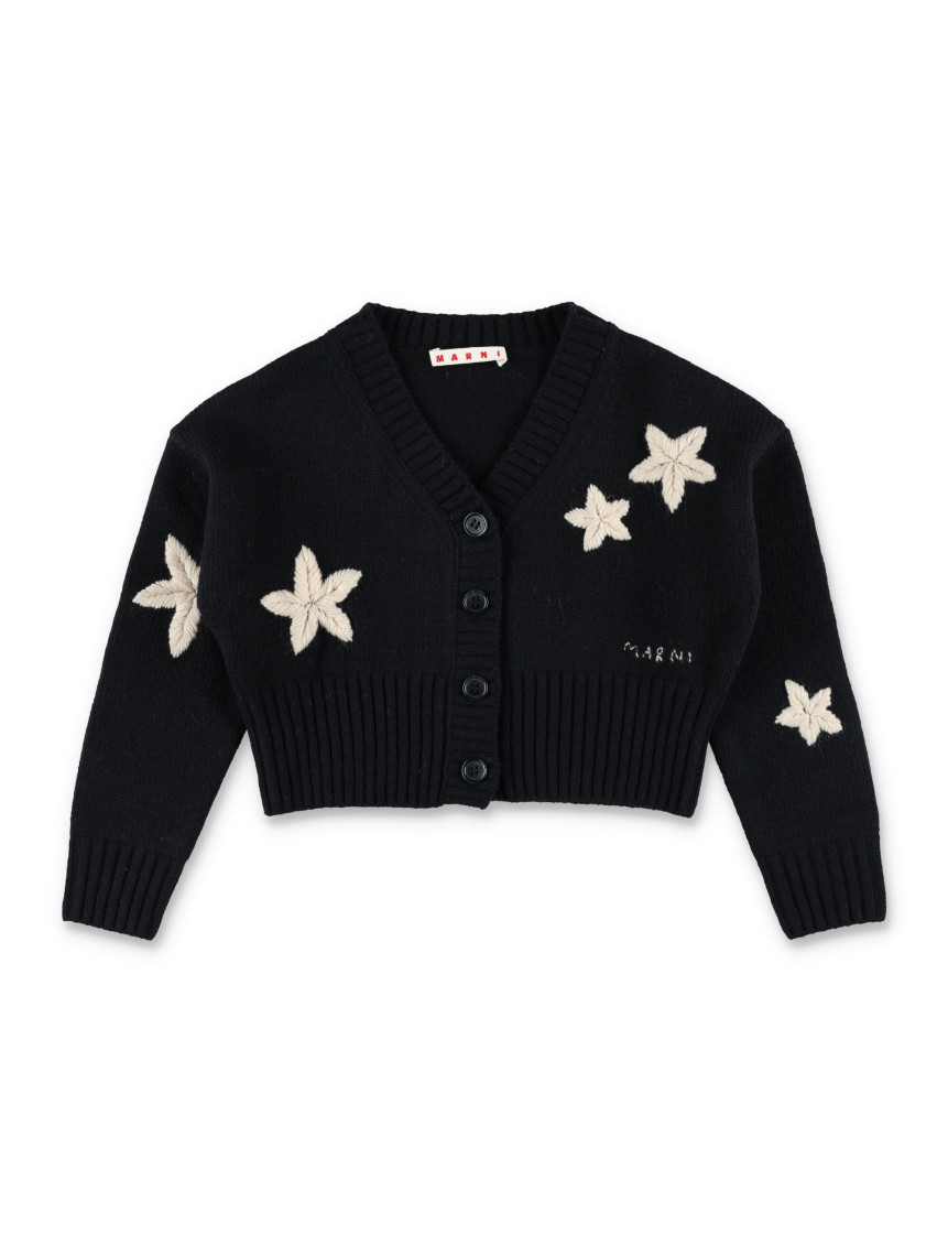 Girls Black V Neck Cardigan