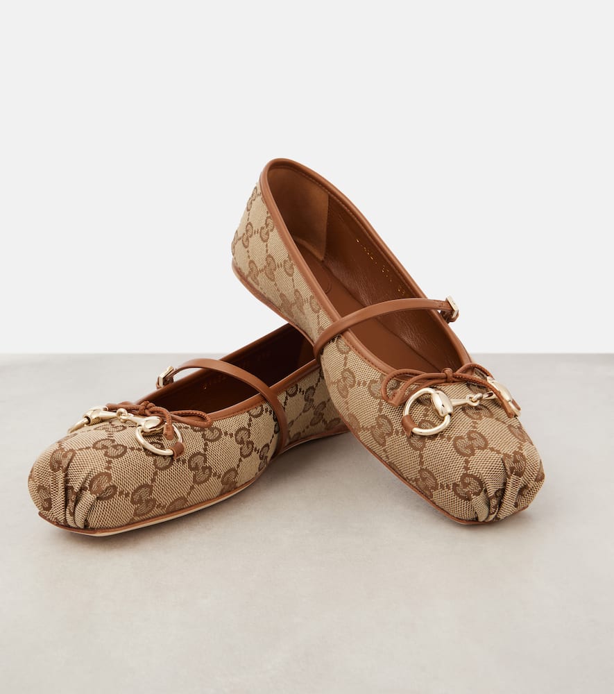 Gucci Gucci Horsebit GG Canvas ballet flats