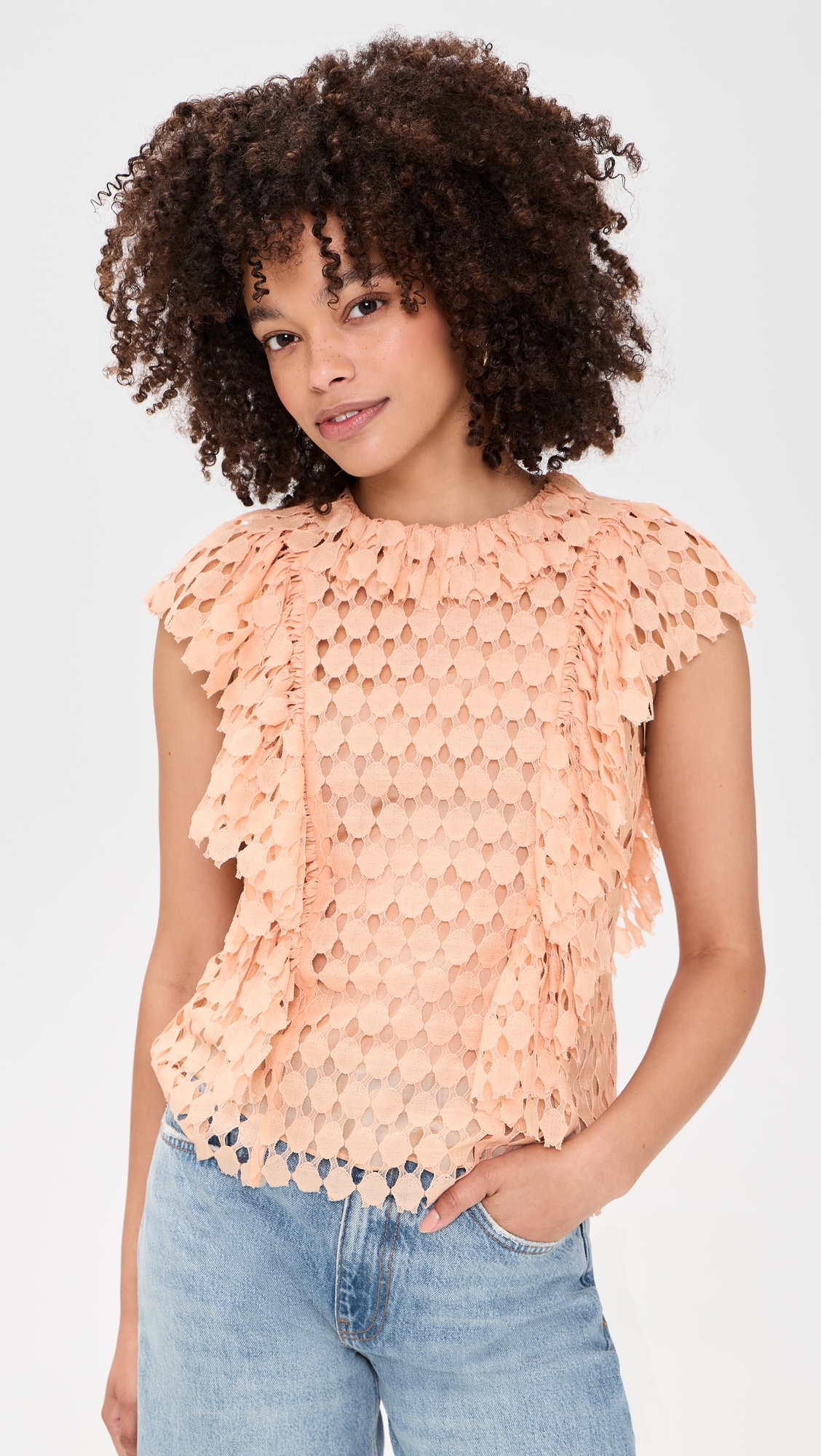 Daevy Silk-Lined Lace Top Blush