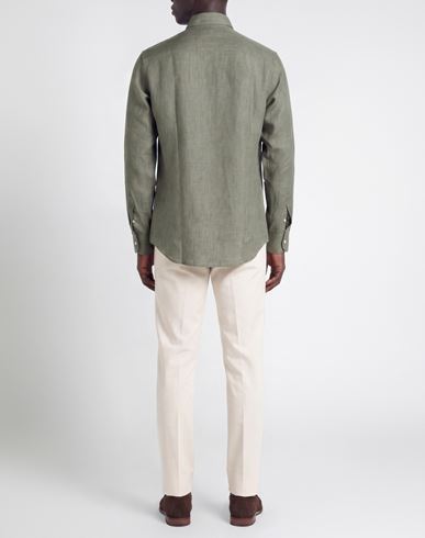 Man Shirt Military green Size 44 Linen
