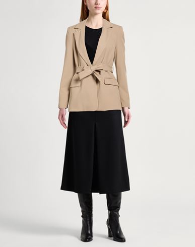 Woman Blazer Beige Size 12 Polyester, Viscose, Elastane