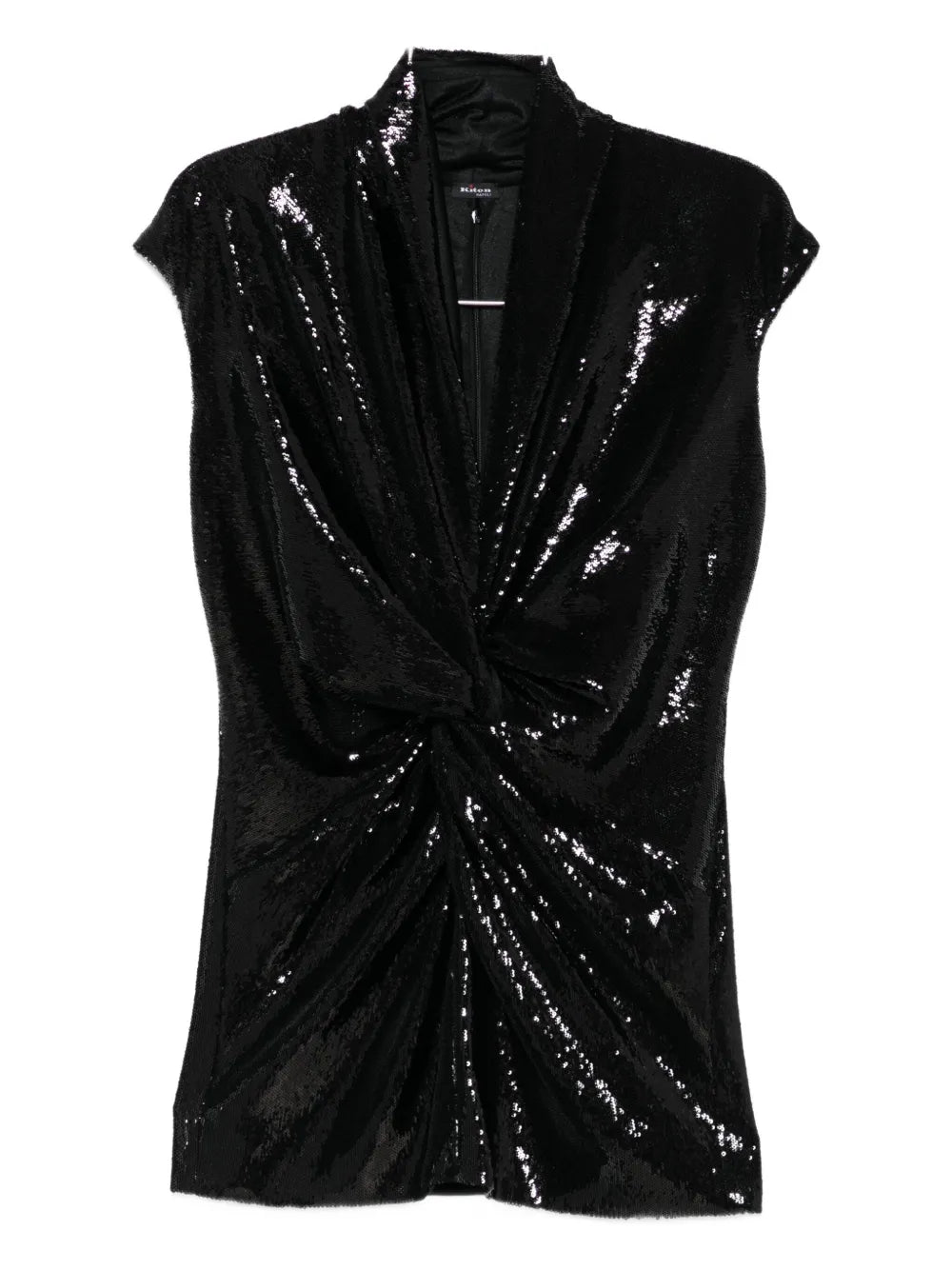 Sequin Twist Tank Top — Black