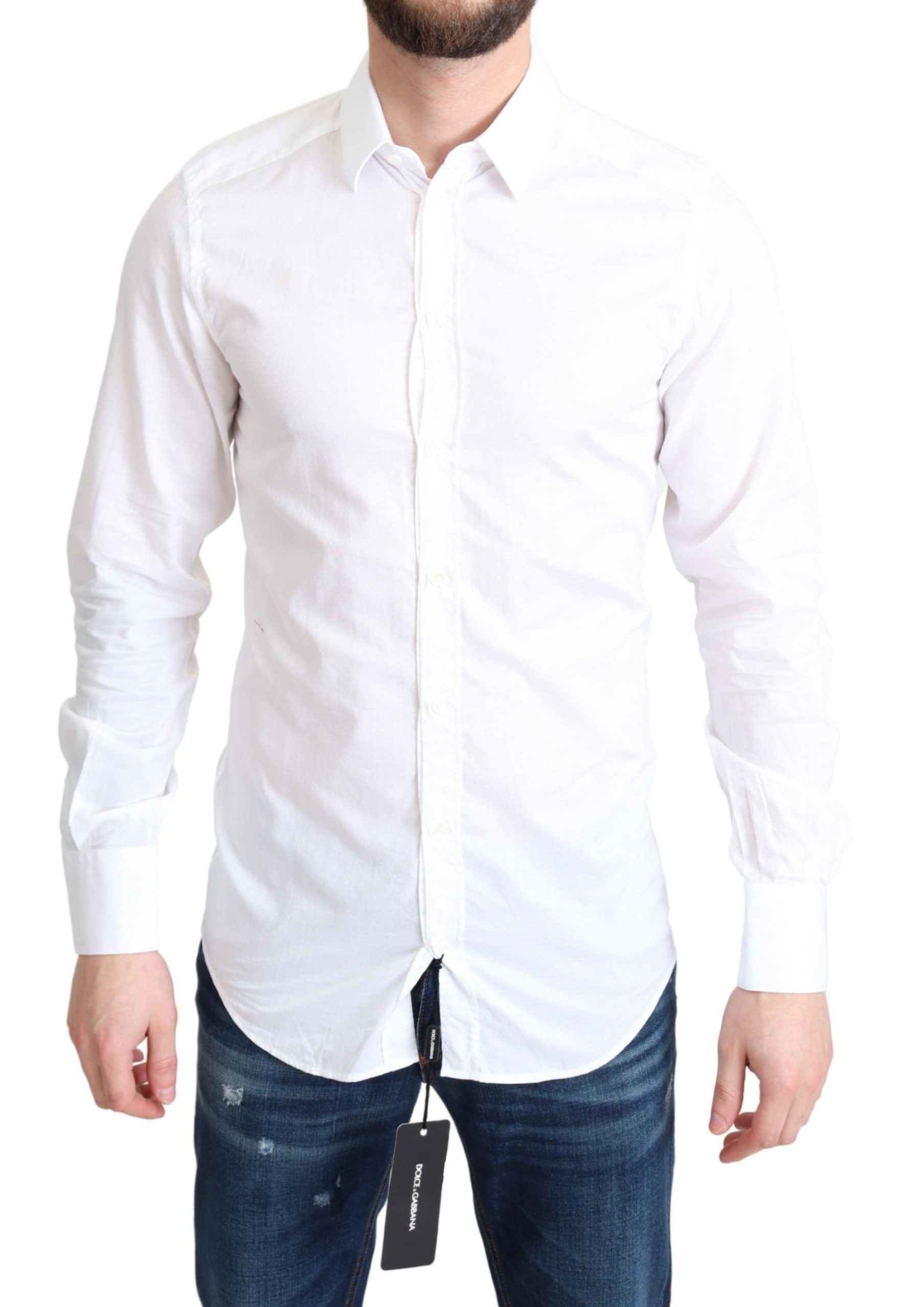 Cotton Spread Collar Shirt — White