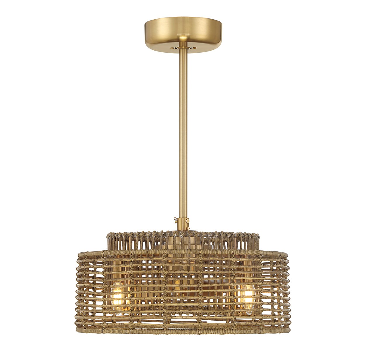 Warm Brass Four Light Fan D'Lier from the Ferndale Collection