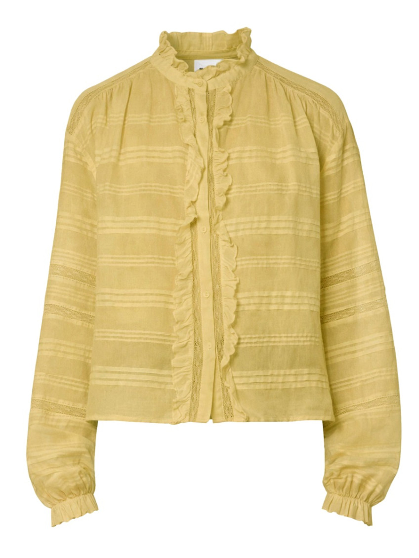 Green Stripes Mandarin Collar Top