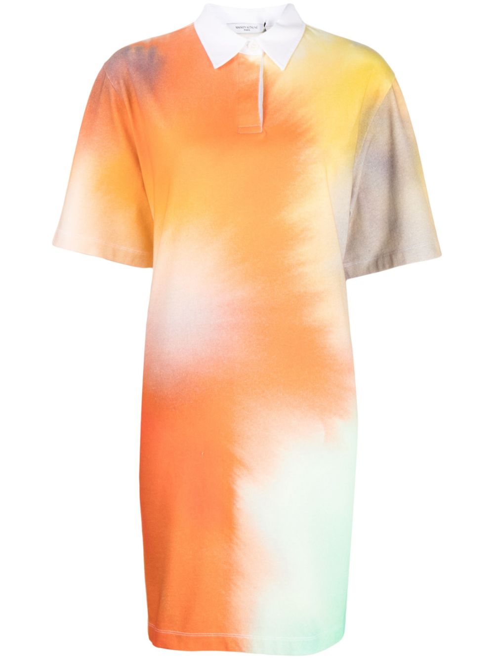 Abstract-print polo dress - Orange