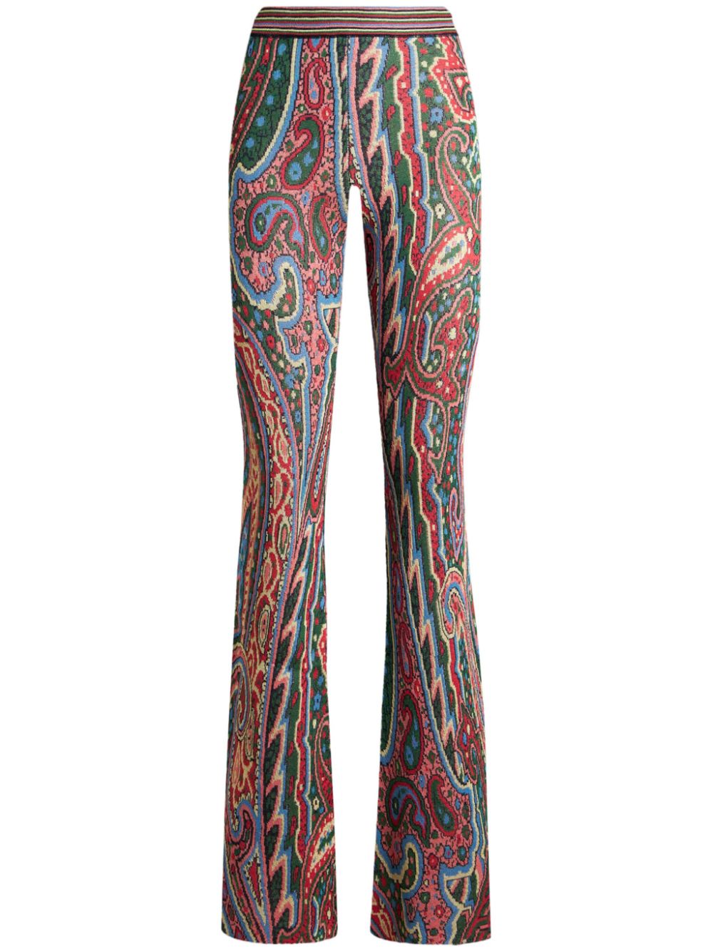 Paisley-pattern knitted trousers - Blue
