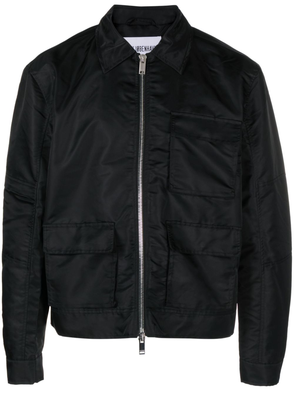 Zip-up collared shirt jacket - Black
