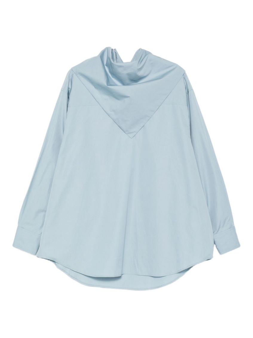 Blue Draped Cotton Shirt
