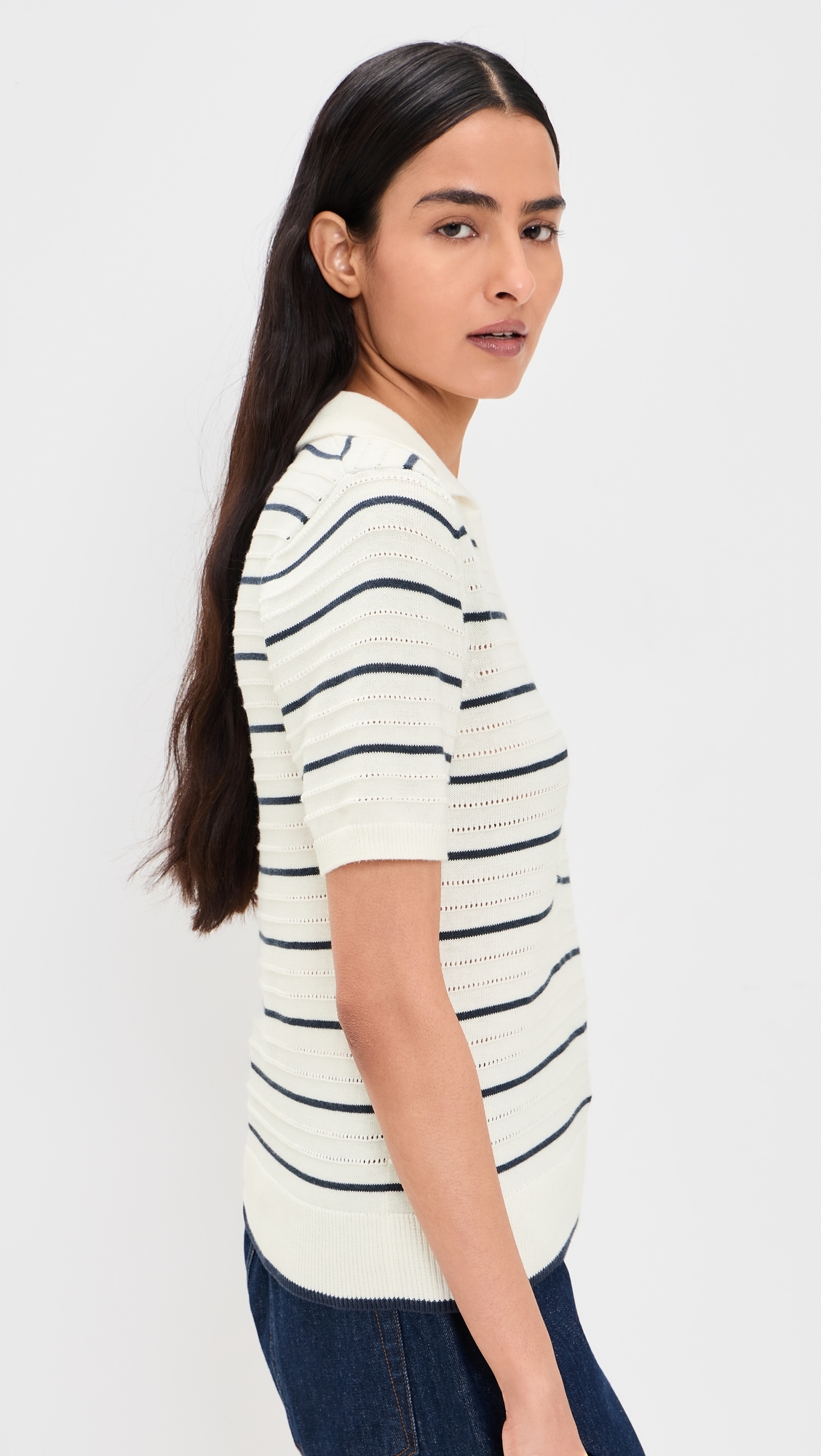 Wren Knit Polo White/Blue Nights