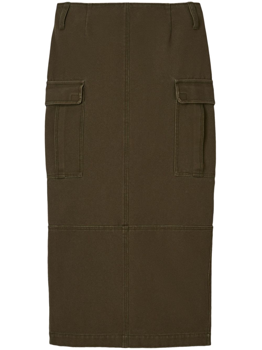 Cargo-pocket canvas midi skirt - Green
