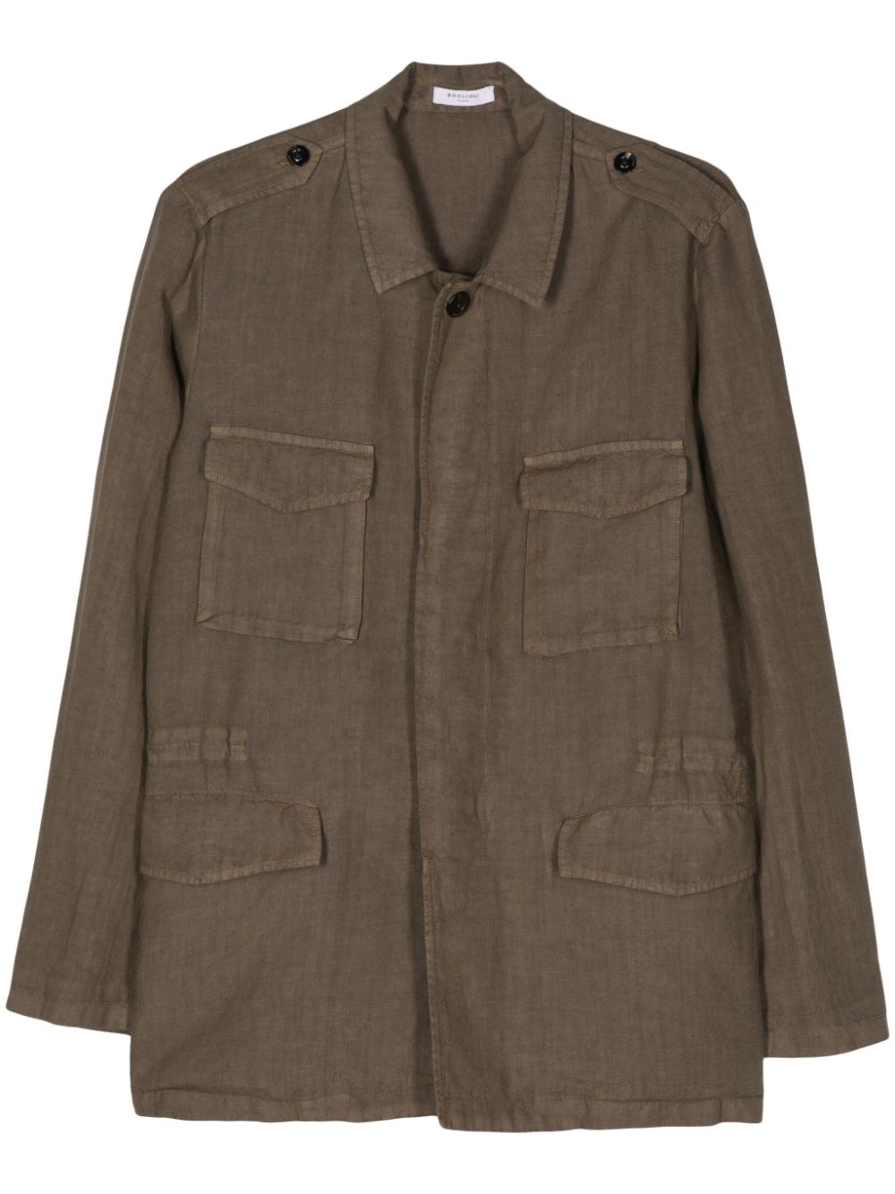 Linen chambray shirt jacket - Brown