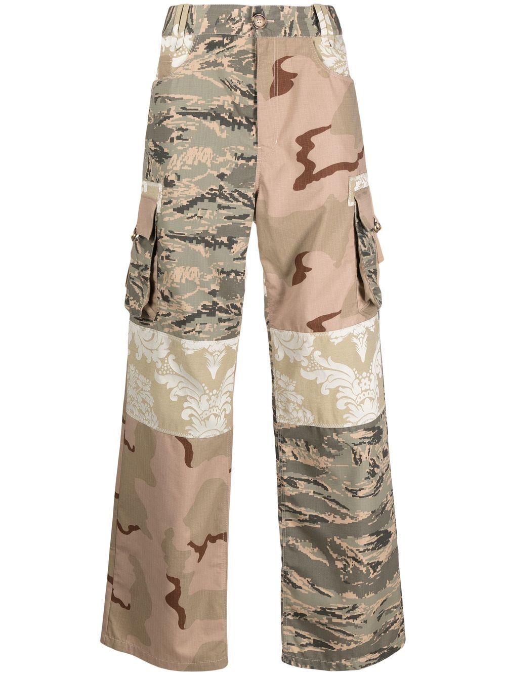 Patchwork cargo trousers - Green
