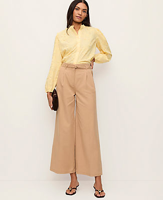 Ann Taylor The Petite Belted Wide-Leg Ankle Pant