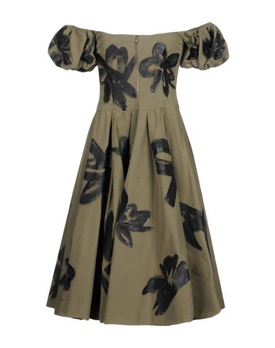 Woman Midi dress Military green Size 2 Cotton, Polyamide, Viscose