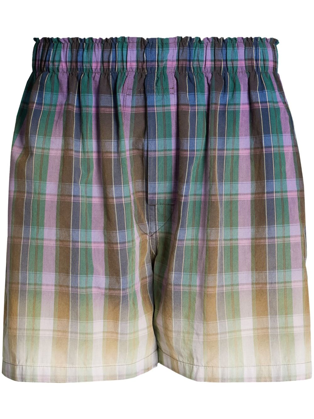 Plaid-checked cotton shorts - Yellow