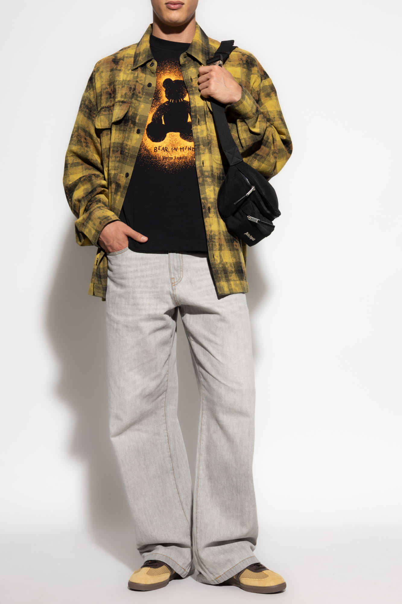 Plaid Patterned Shirt, Men's, Yellow