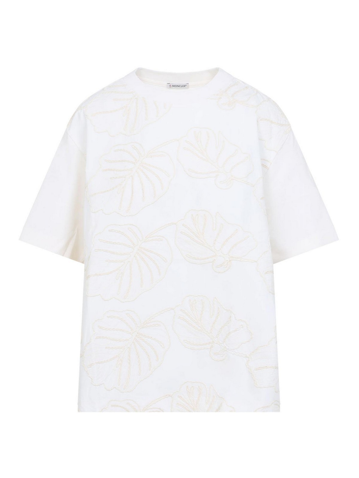 Moncler - floral embroidery jersey t shirt side tie