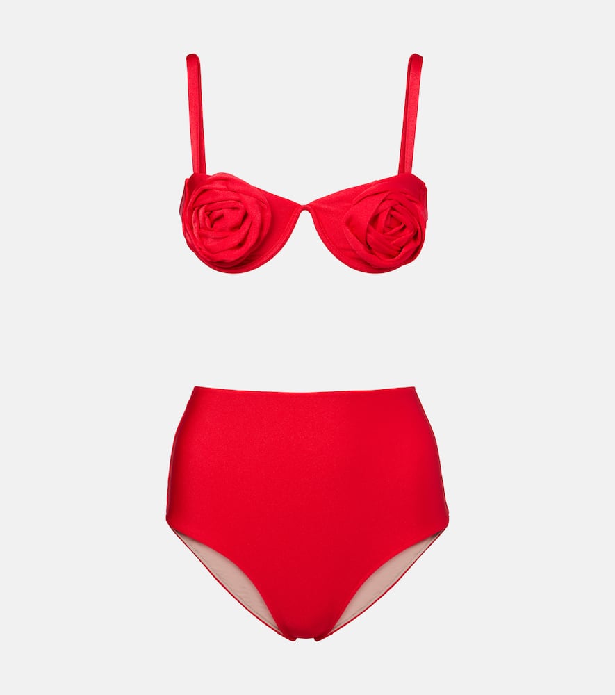 Floral-appliqué bikini