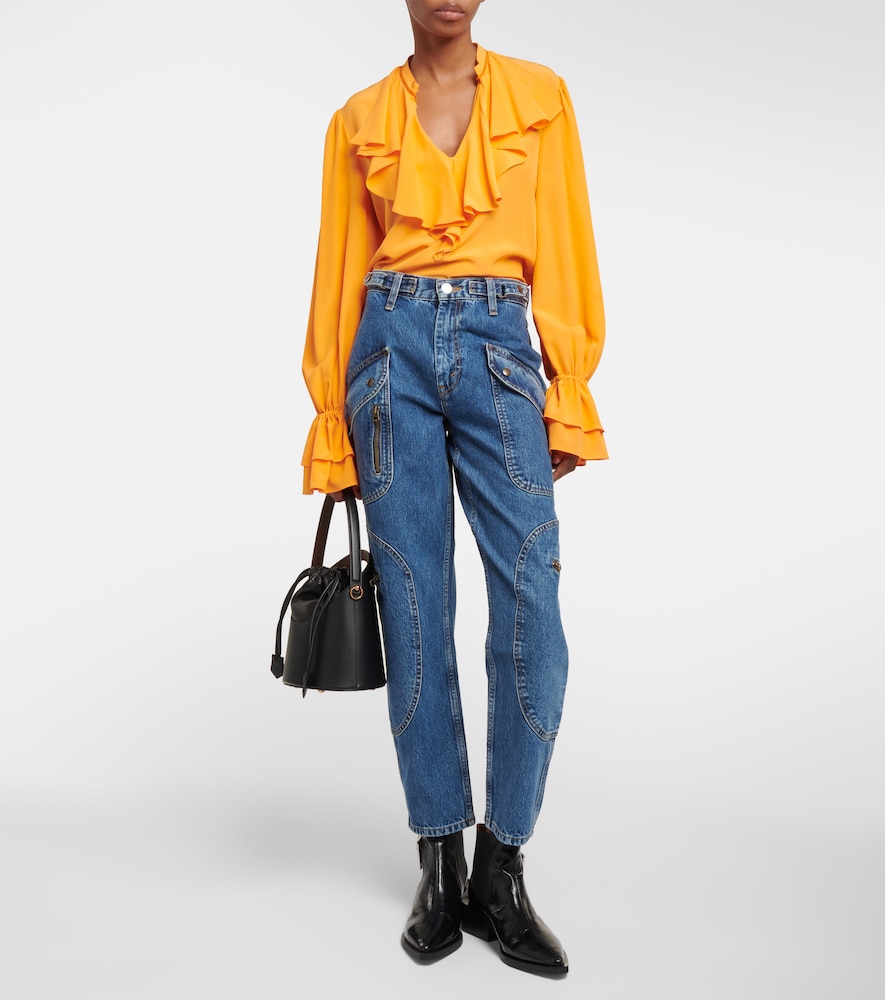 Racer high-rise tapered cargo jeans