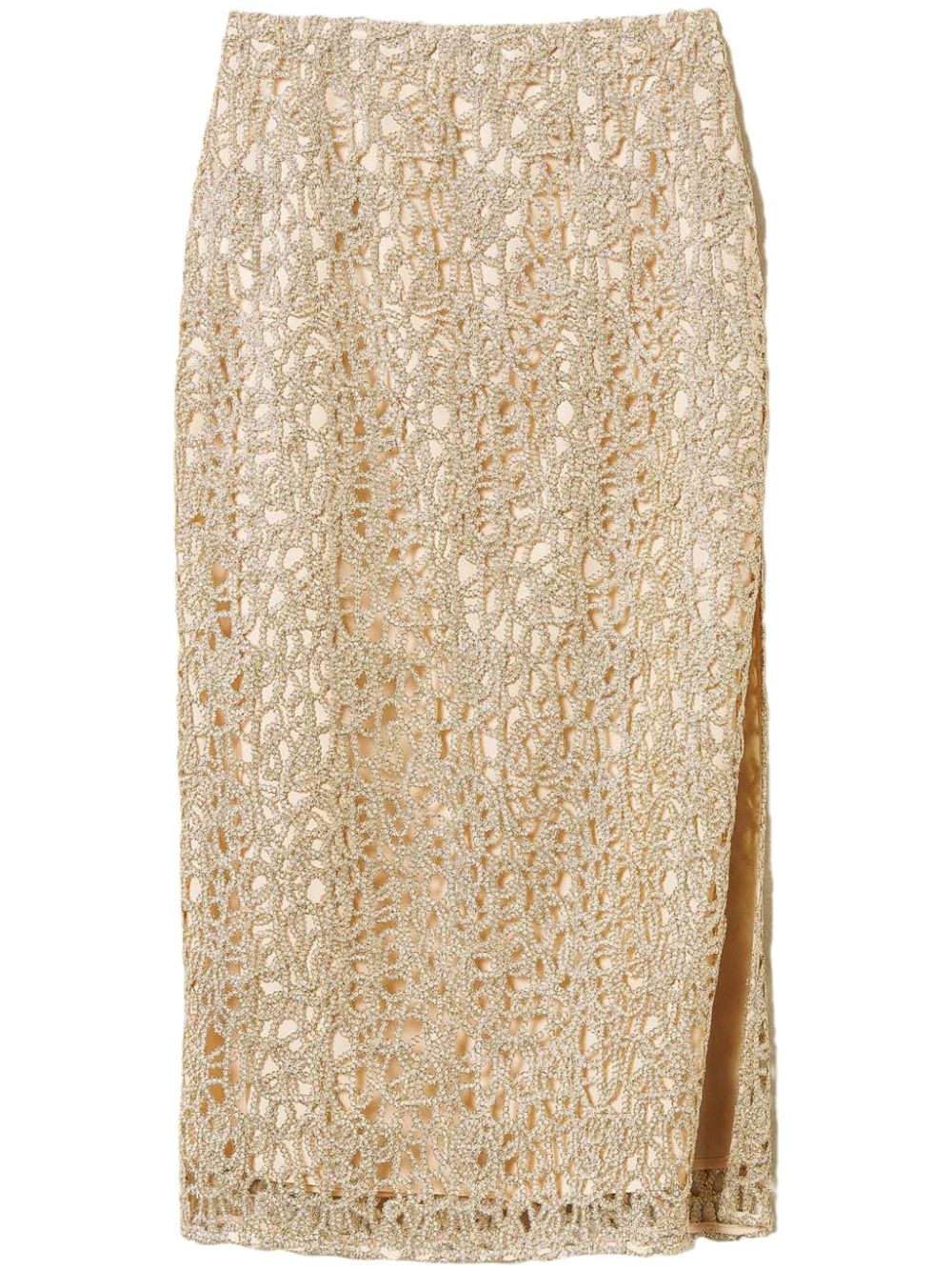 Woven midi skirt - Gold