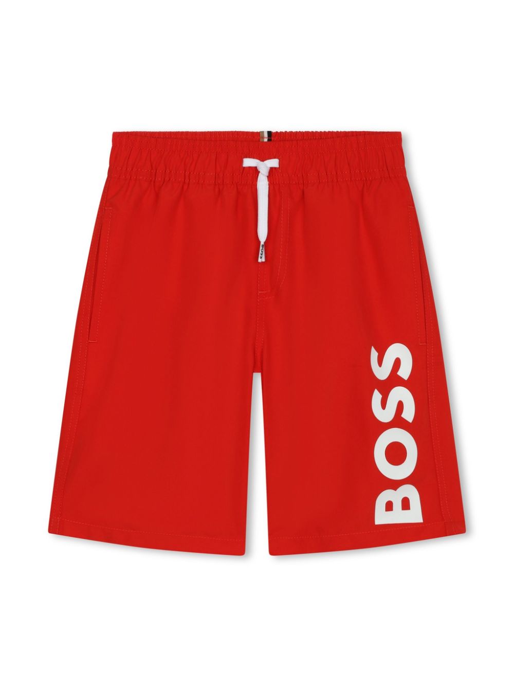 Logo-print drawstring swim shorts - Red