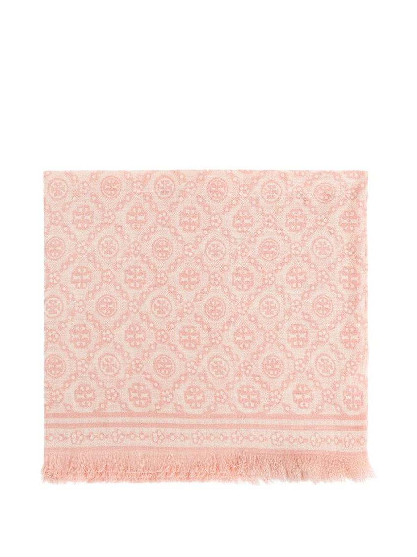 Tory Burch - patterned scarf all over fringed edge