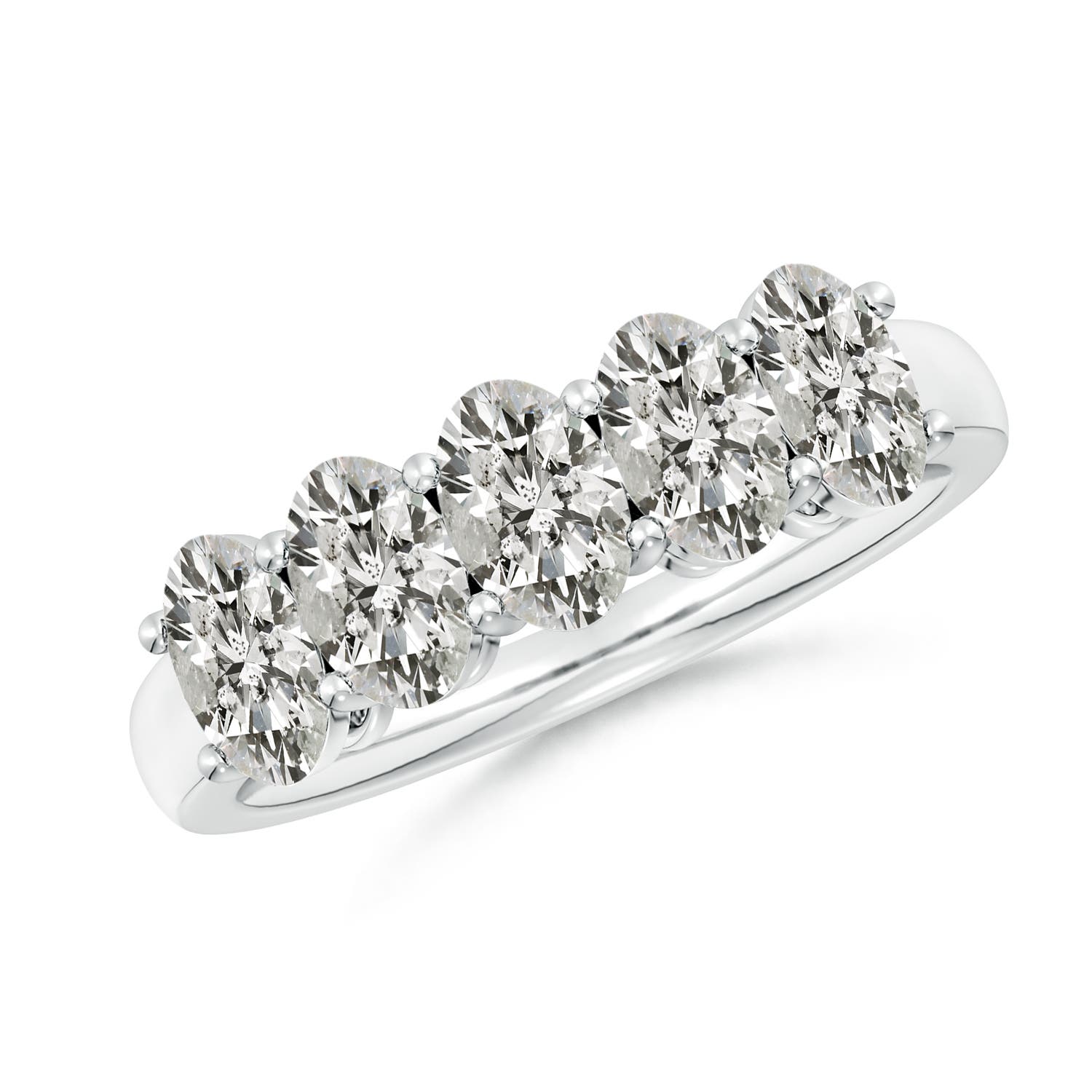 Angara 2.15 Carats Prong-Set Oval Diamond Five Stone Wedding Ring in 14K White Gold