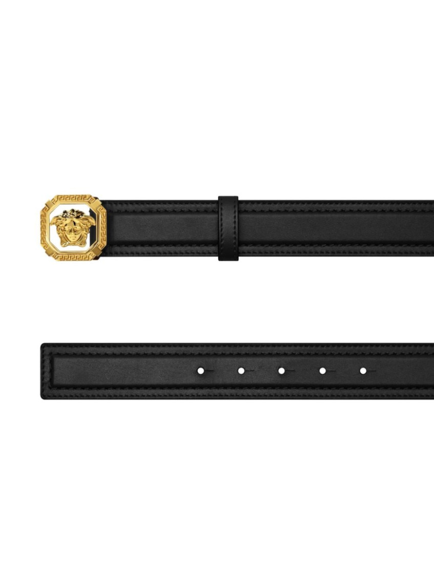 La Medusa Black Leather Belt