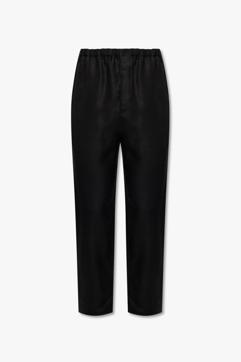 Viscose And Ramie High-waisted Trousers
