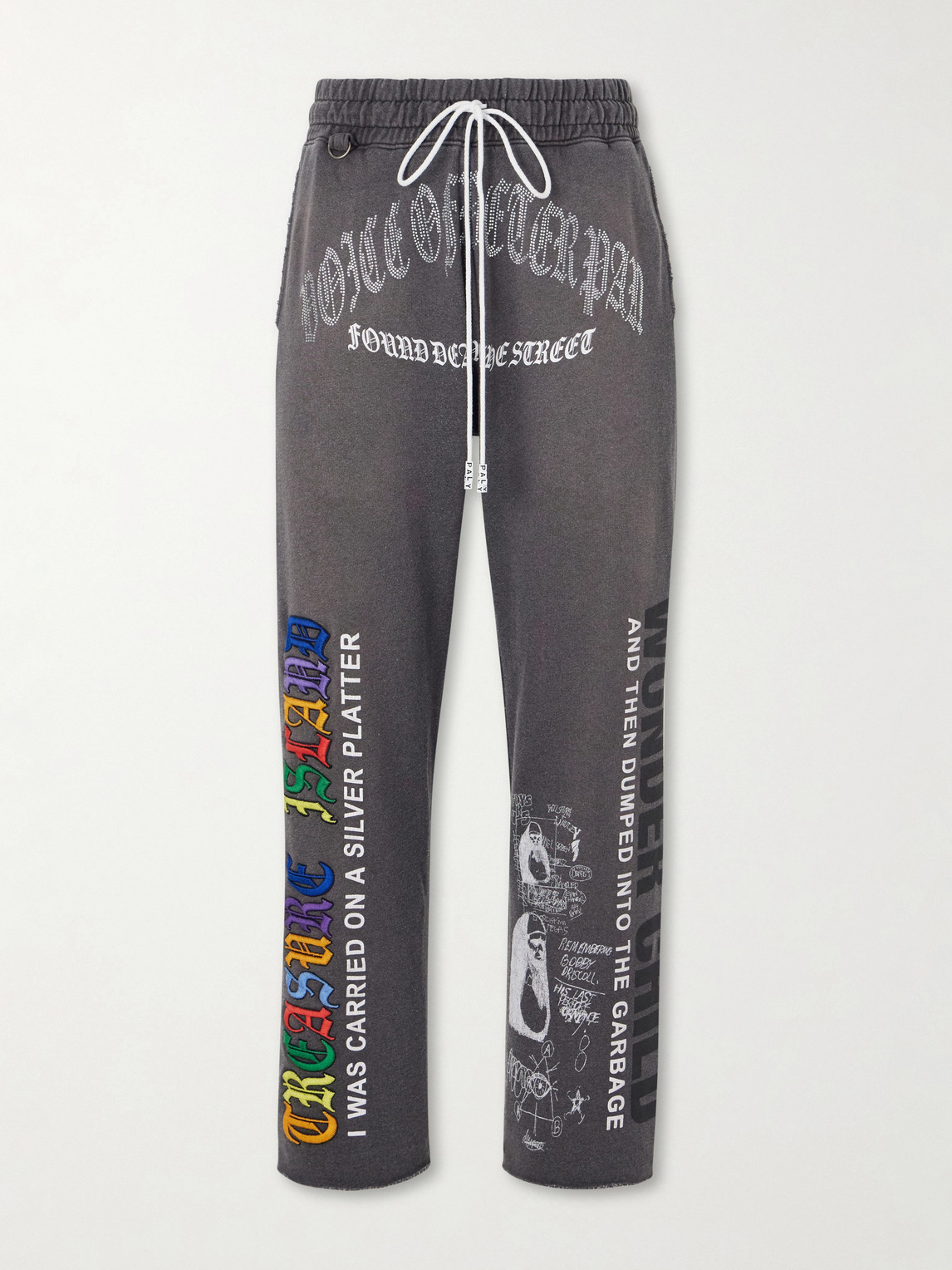 Bobby Driscoll Embellished Printed Cotton-Fleece Sweatpants
