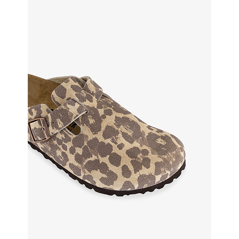 Womens Boston Leopard Suede Clogs