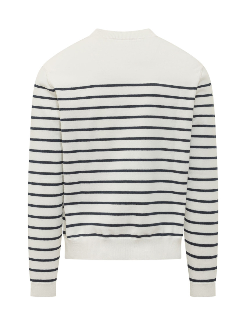 White Stripes Crew Neck Sweater