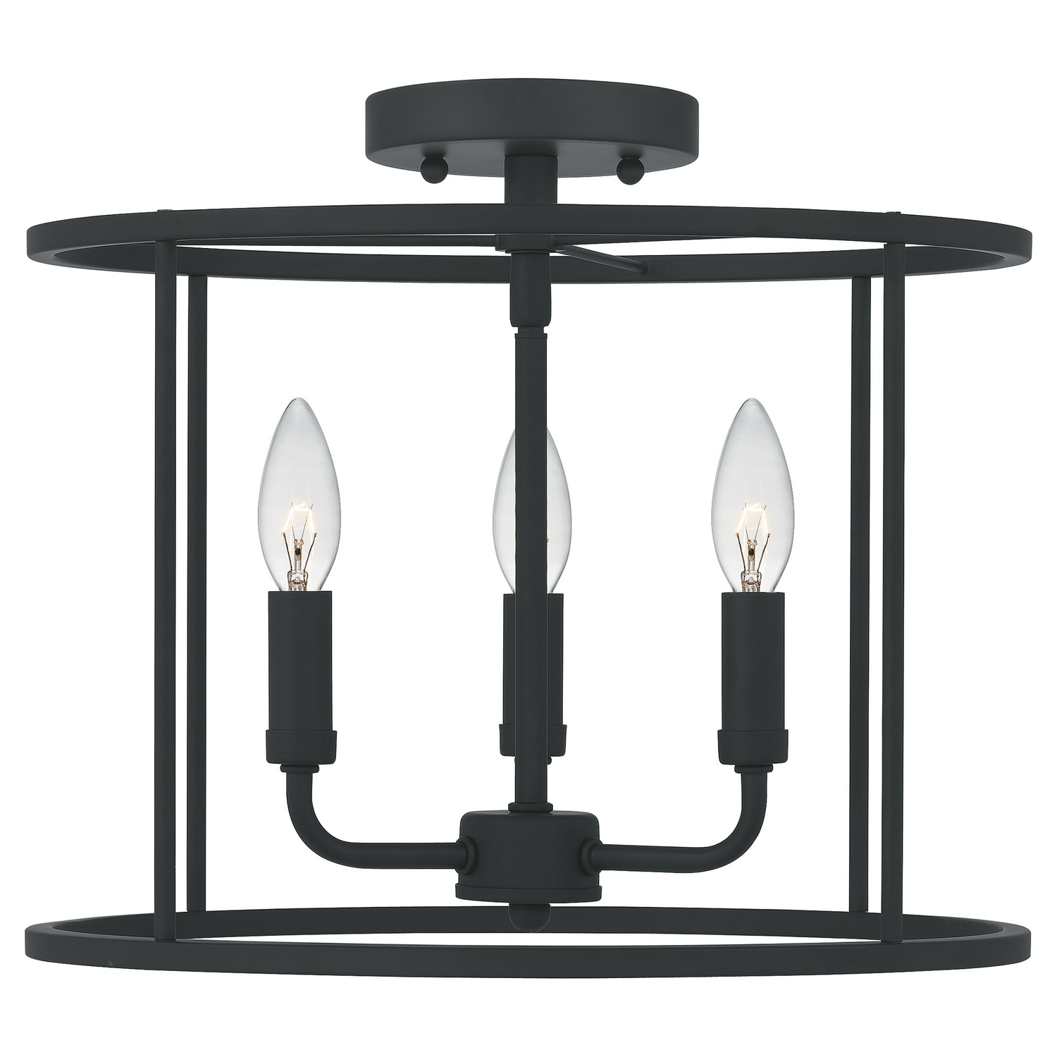 Abner 3-Light Semi-Flush Mount in Matte Black