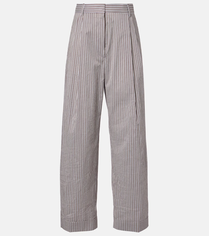 Striped cotton and silk pants