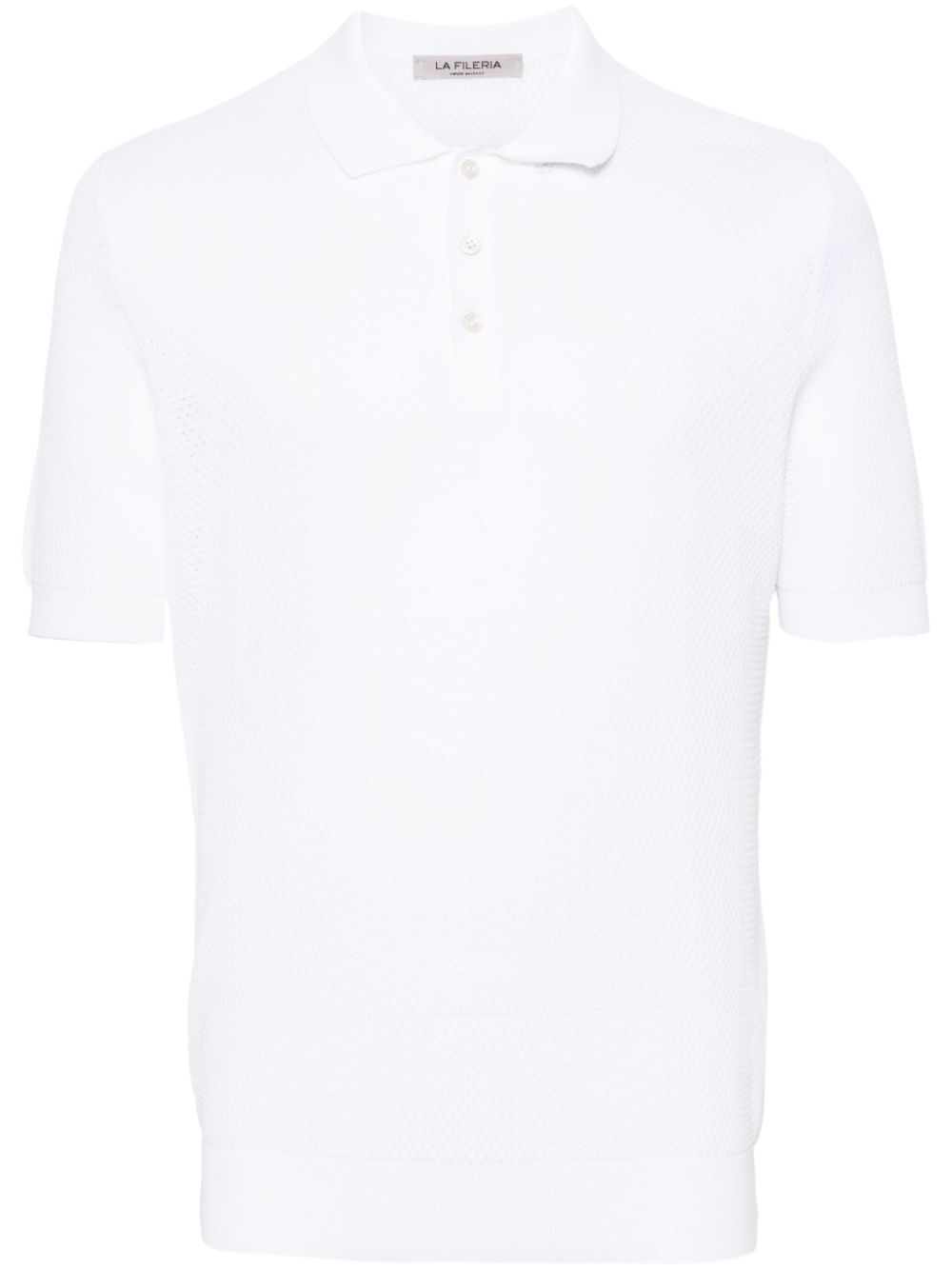 Honeycomb knit polo shirt - White