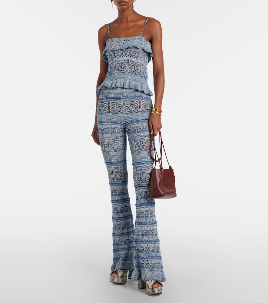 Crochet cotton flared pants